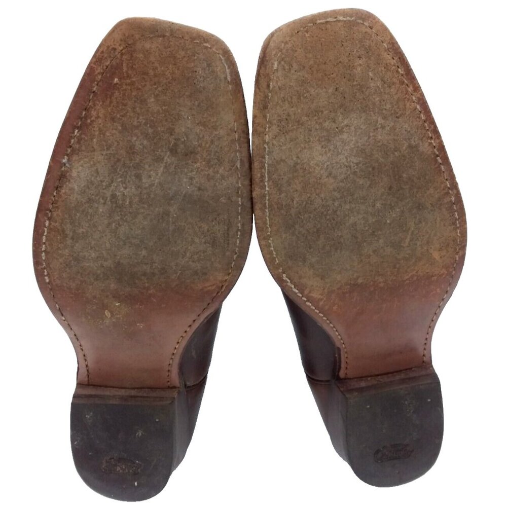 Sancho Men's Cowboy Boots Size 44 Brown Leather Snipped Toe Made in Spain 10 US - Picture 10 of 16